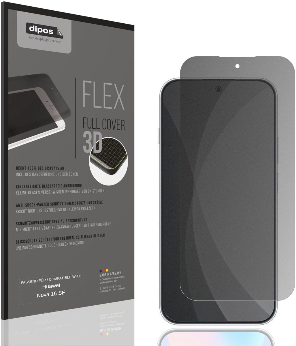 dipos FLEX – Matte Privacy Screenprotector geschikt voor Huawei Nova 16 SE | Volledige Schermbescherming | Case-Friendly