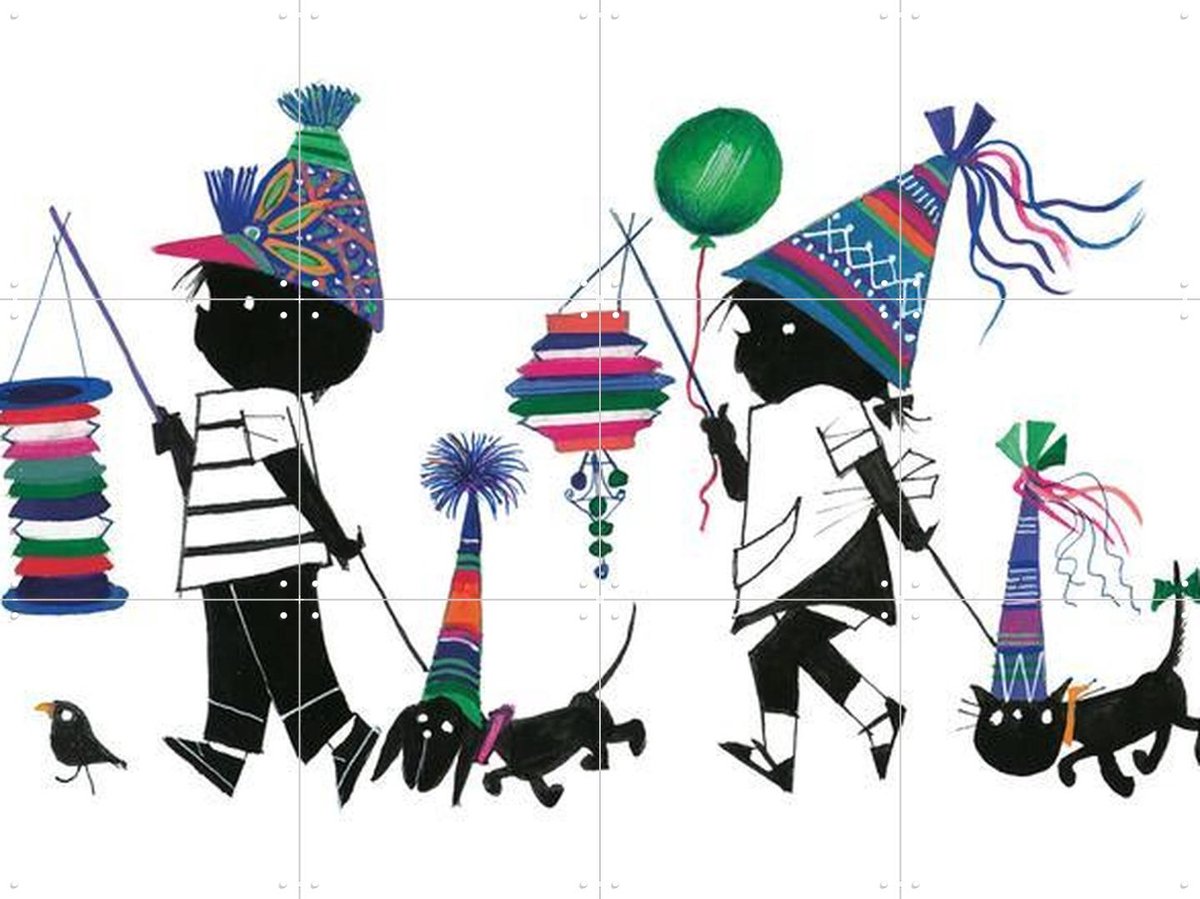 IXXI Feest, Fiep Westendorp - 80 x 60 cm - Gratis ophangtool - Grote wanddecoratie en posters - Speels, Cartoonesk, Illustraties, Kleurrijk