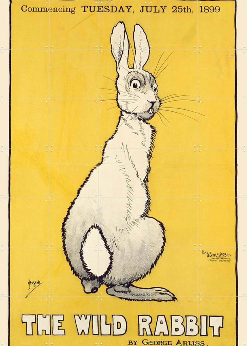 IXXI The Wild Rabbit, Bridgeman Images - 100 x 140 cm - Gratis ophangtool - Grote wanddecoratie en posters - Kleurrijk, Speels, Illustraties, Vintage