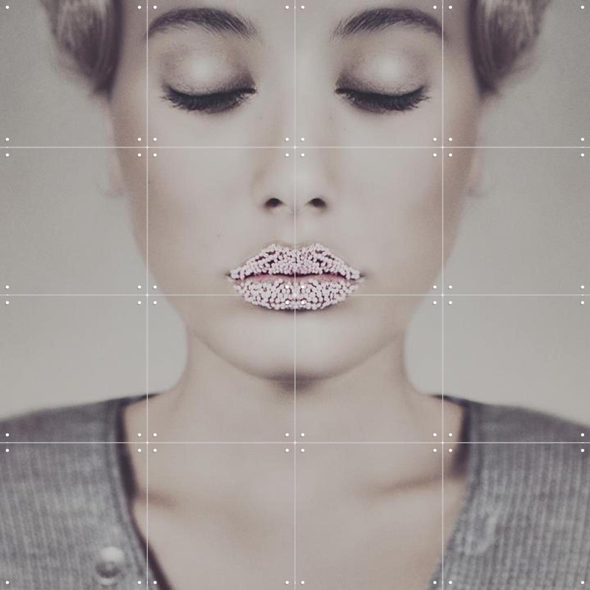 IXXI Sugar Lips, STUDIO HANNAH LEMHOLT - 80 x 80 cm - Gratis ophangtool - Grote wanddecoratie en posters - Fotografie, Woonkamer, Slaapkamer, Mensen