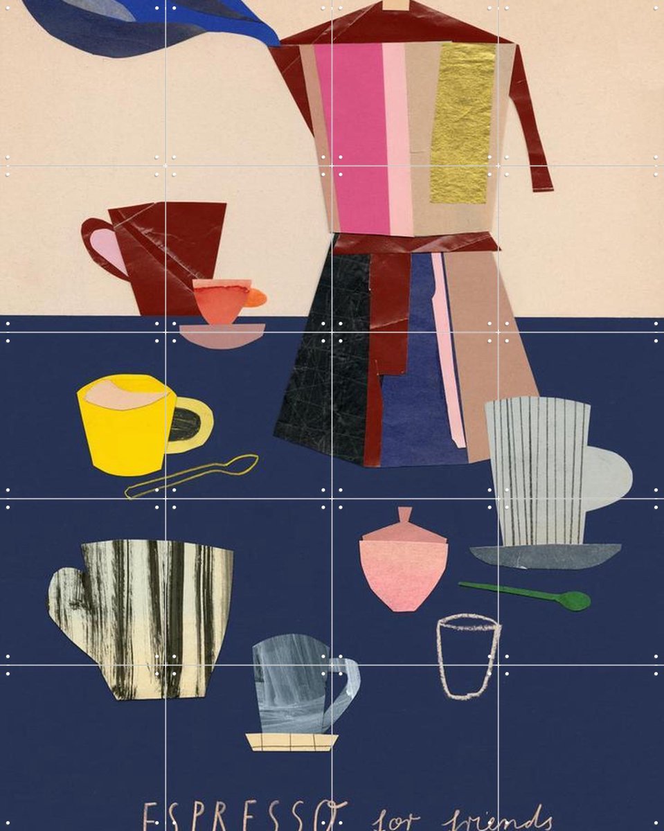 IXXI Espresso 1, Signorinah - 80 x 100 cm - Gratis ophangtool - Grote wanddecoratie en posters - Speels, Collage, Illustraties, Vintage, Café