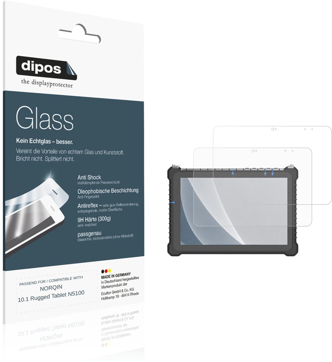 dipos – 2x Matte Pantserfolie geschikt voor NORQIN 10.1 Rugged Tablet N5100 | 9H Screenprotector