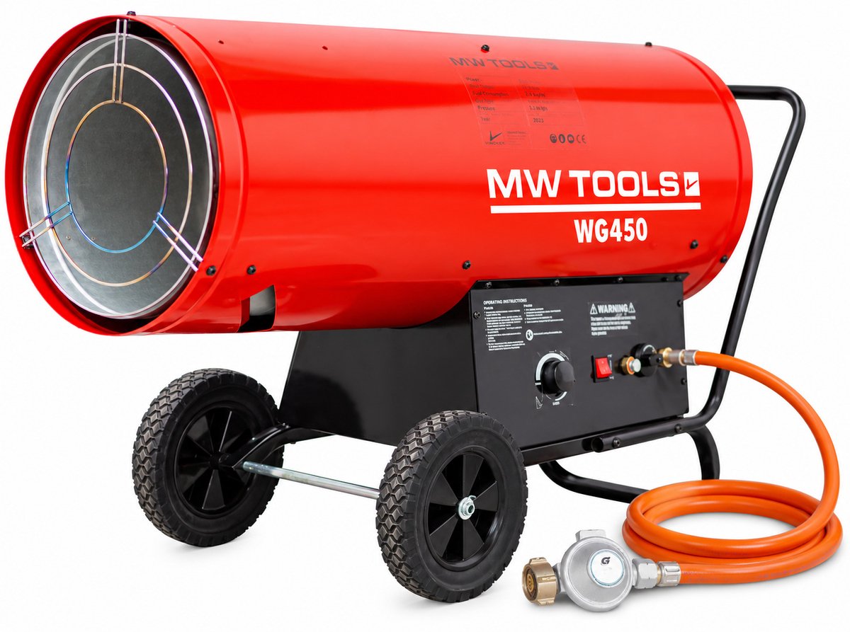 Bol.com Warmeluchtblazer op propaangas 70-132kW met thermostaat MW Tools WG450 aanbieding