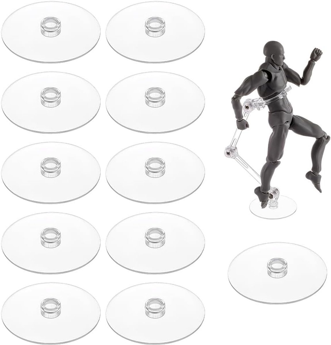 12 Stukken Actiefiguur Display Bases 40x5mm Duidelijk Rond Plastic Standaards voor Model Collectibles en Organisatie