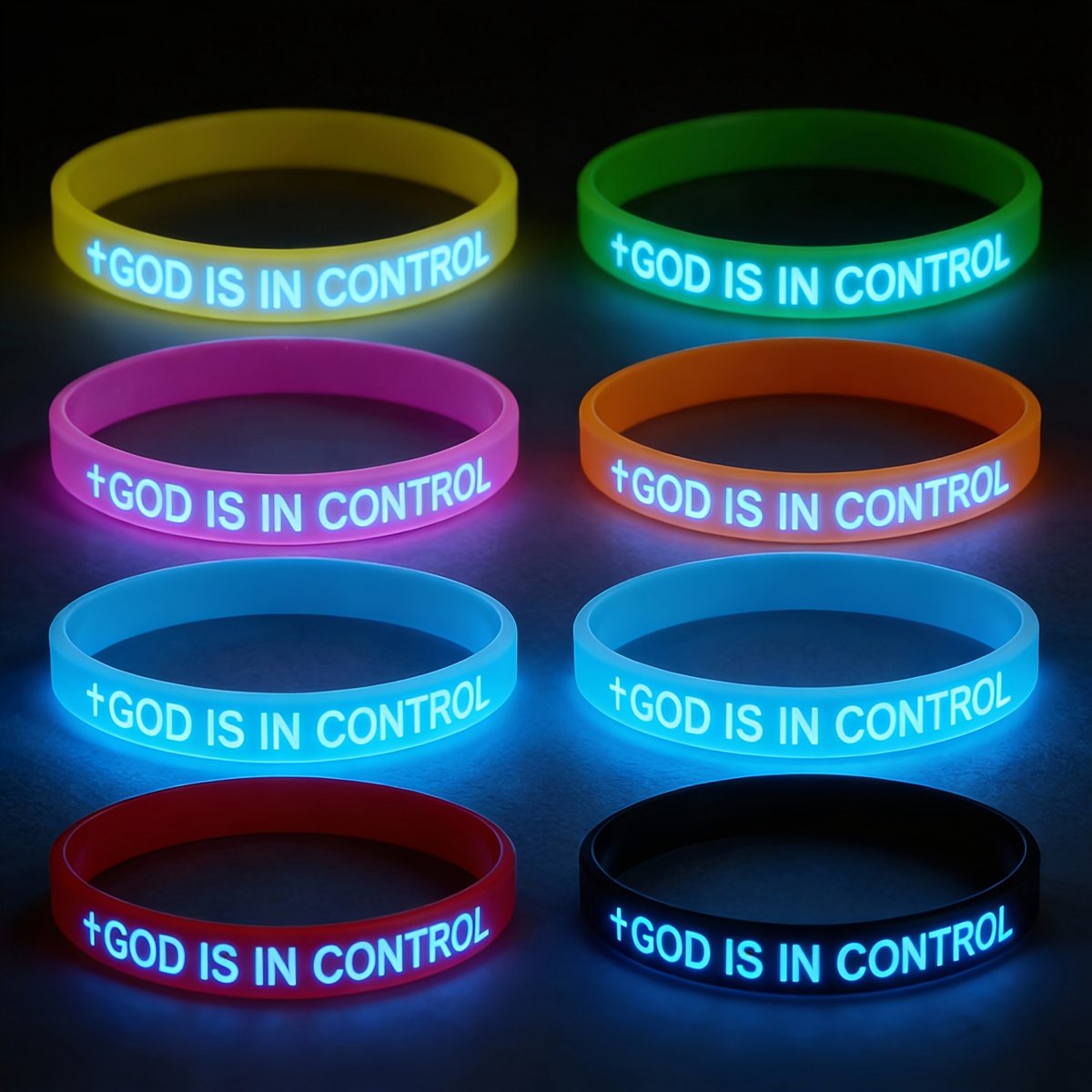 VANDAAG VERZONDEN - Armbanden 7 Stuks - Siliconen - Glow in the dark - Jesus - Christelijk - Multi colour