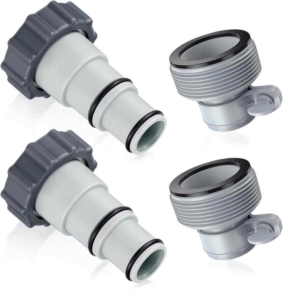 Adapter voor Zwembadslang A en B, Vervangingsadapter voor Slangen met Binnen draad, Geschikt voor Ø 32 en 38 mm Slangen en Zwembadaccessoires