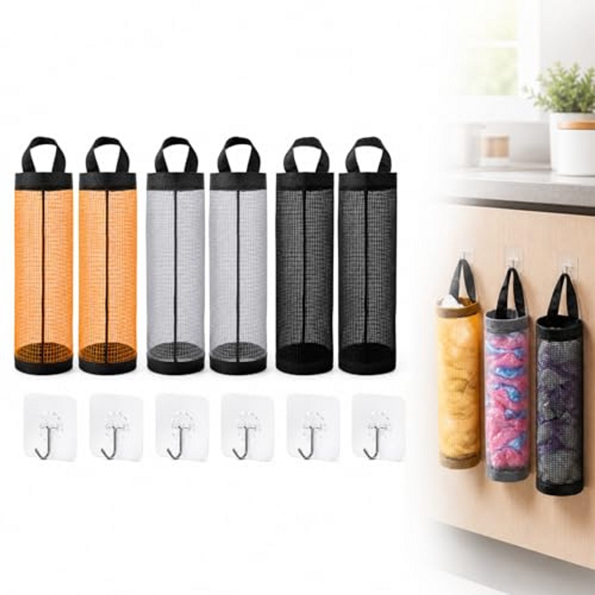 Hangende Vuilniszak Organizer, Opbergzak en Dispenser voor Plastic Zakken, Ruimtebesparend voor Keuken, Kast en Wand