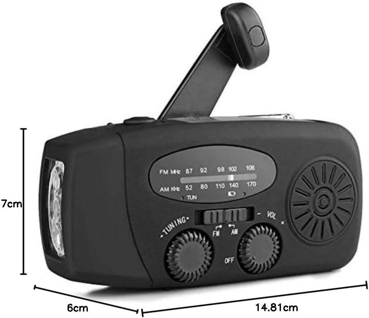 Zwengelradio op Zonne-energie - Groen - 13 x 6 x 5 cm - Compacte Outdoor Radio met USB-Oplaadfunctie - Voor Avonturiers