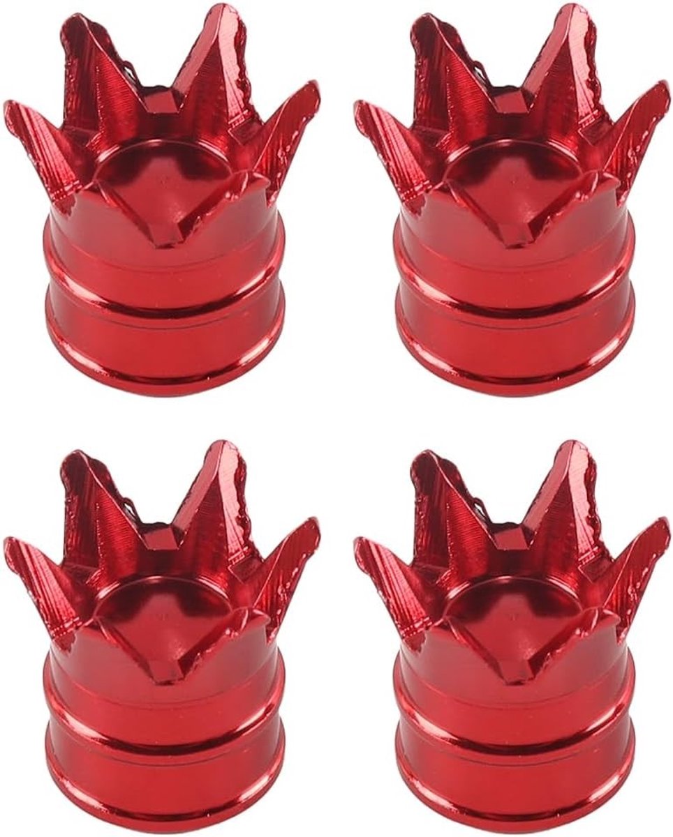Set van 4 Aluminium Ventieldoppen voor Auto, Fiets en Motor - Universele Accessoires in Rood, Duurzaam en Stijlvol