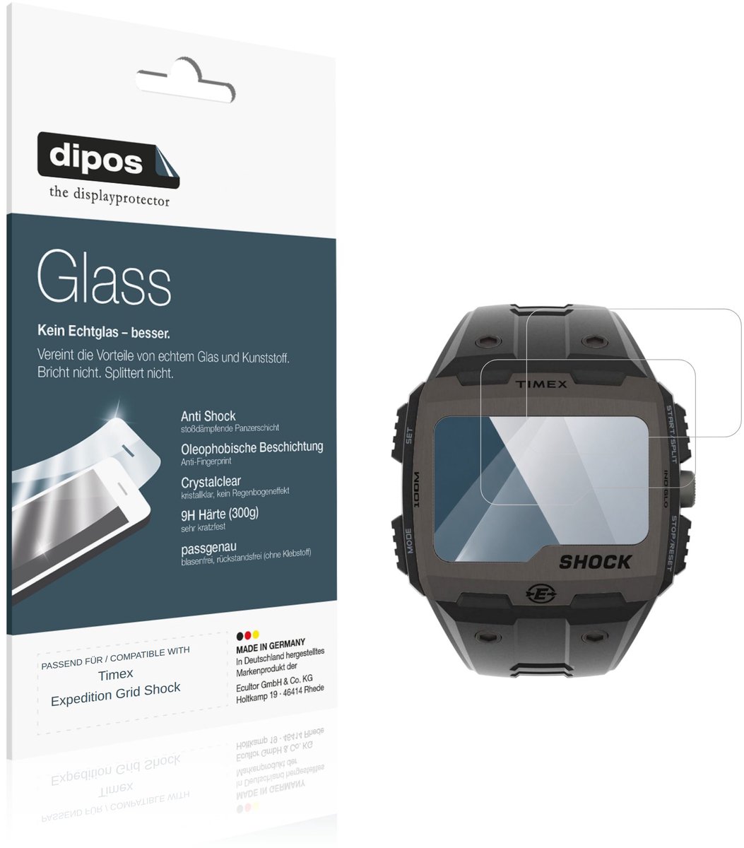 dipos – 2x Pantserfolie geschikt voor Timex Expedition Grid Shock | 9H Screenprotector