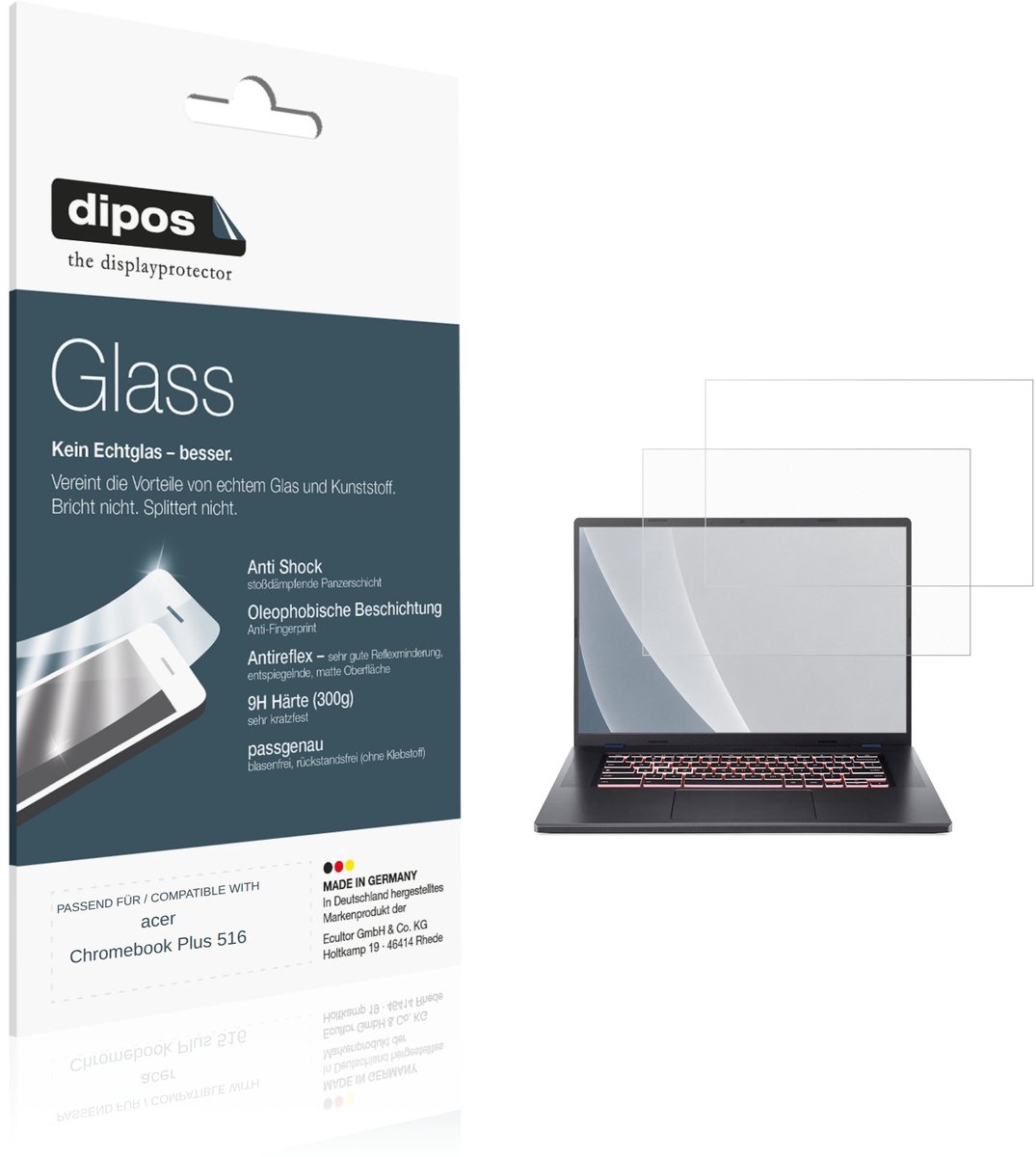 dipos – 2x Matte Pantserfolie geschikt voor acer Chromebook Plus 516 | 9H Screenprotector