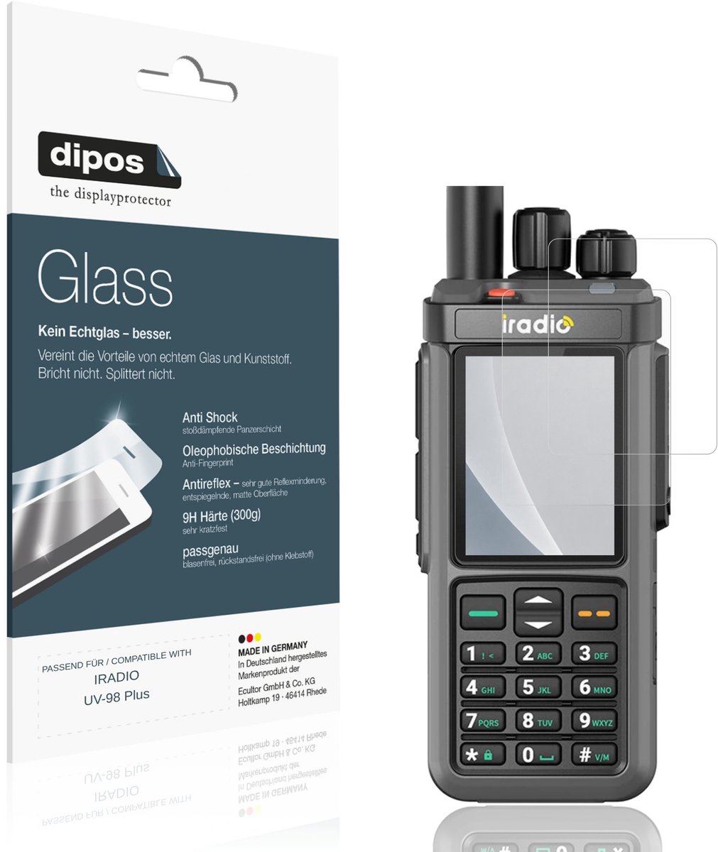dipos – 2x Matte Pantserfolie geschikt voor IRADIO UV-98 Plus | 9H Screenprotector