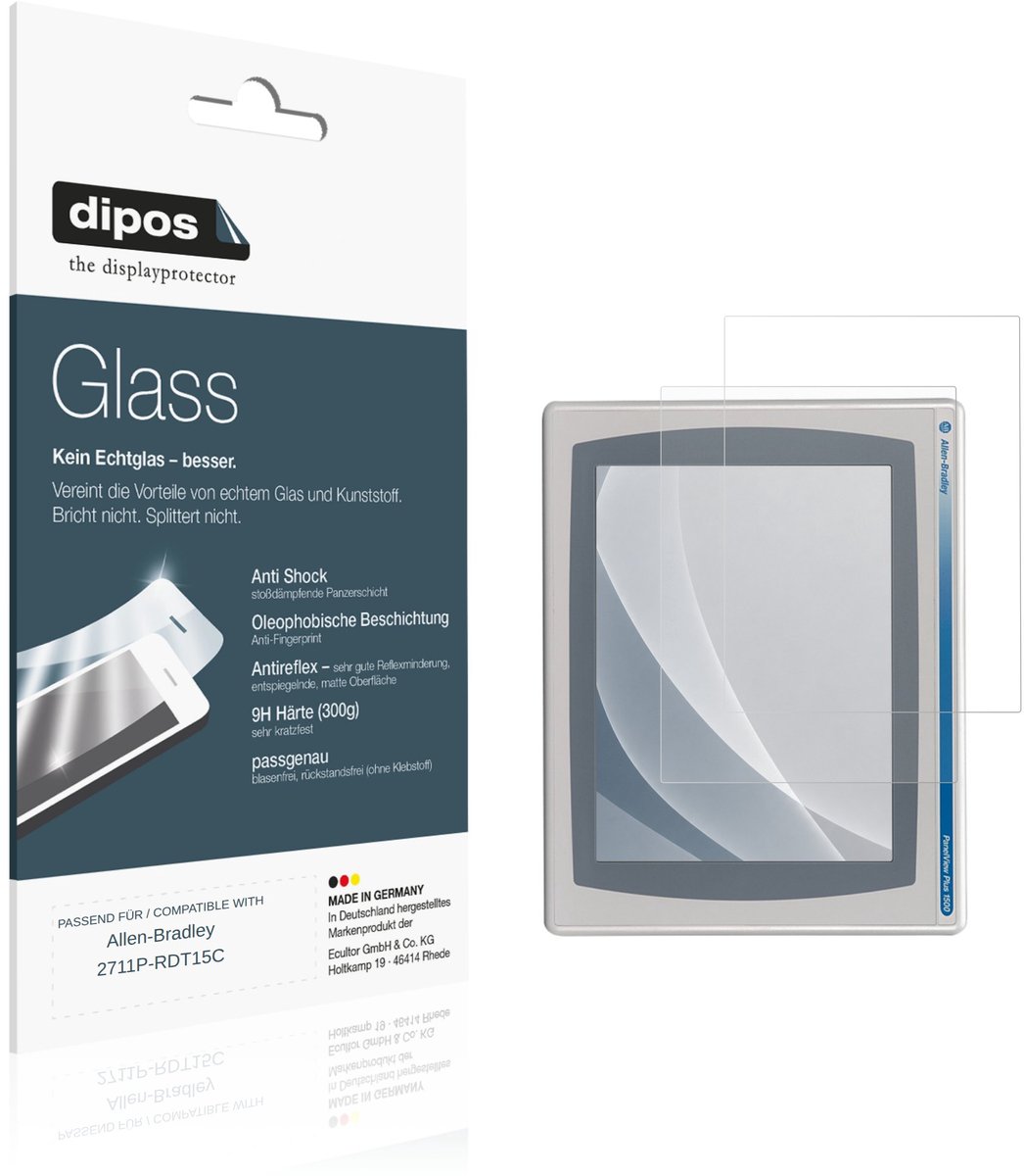 dipos – 2x Matte Pantserfolie geschikt voor Allen-Bradley 2711P-RDT15C | 9H Screenprotector