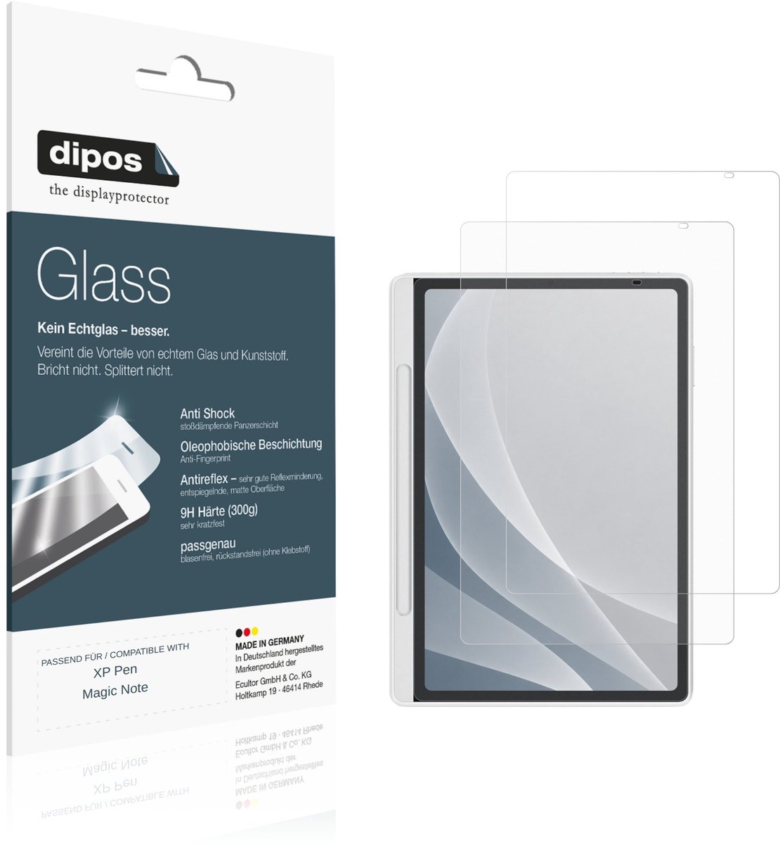 dipos – 2x Matte Pantserfolie geschikt voor XP Pen Magic Note | 9H Screenprotector