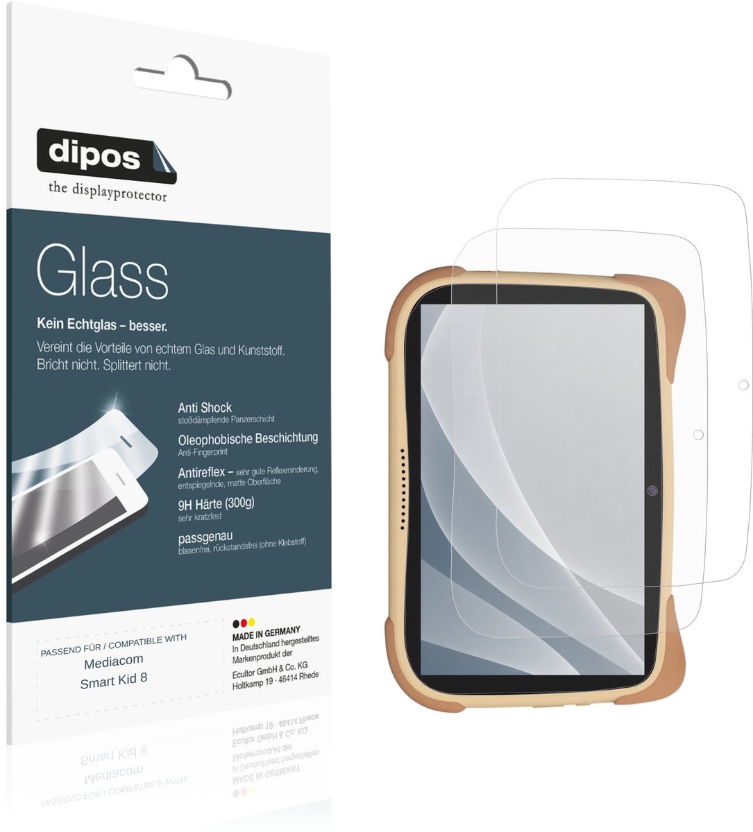 dipos – 2x Matte Pantserfolie geschikt voor Mediacom Smart Kid 8 | 9H Screenprotector