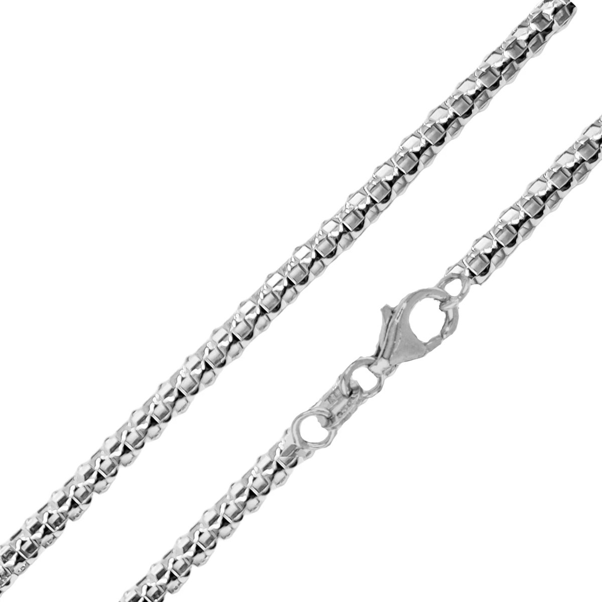 Cavill - Zilveren Halsketting 925 Sterling Zilver - Gerhodineerd - 45 cm - Modern Popcorn Design - Lichtgewicht & Elegant - Dames Ketting Zilver