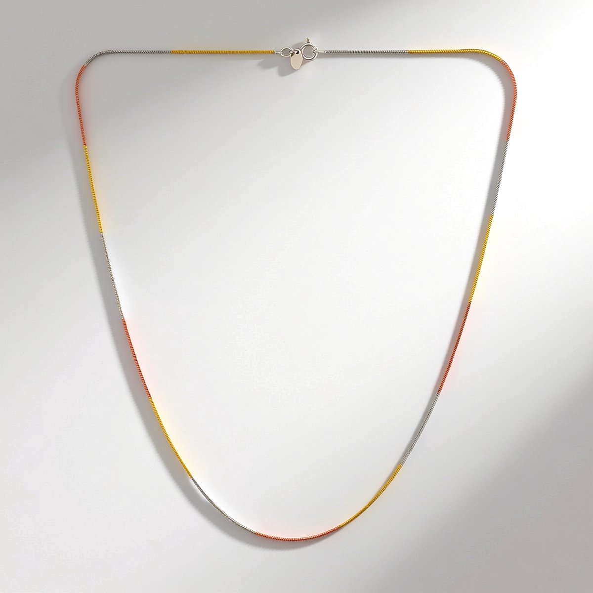 Cavill - Elegante 3-Kleurige 925 Sterling Zilveren Halsketting - 45 cm - Gerhodineerd - Lichtgewicht met Karabijnsluiting - Dames - Sieraden