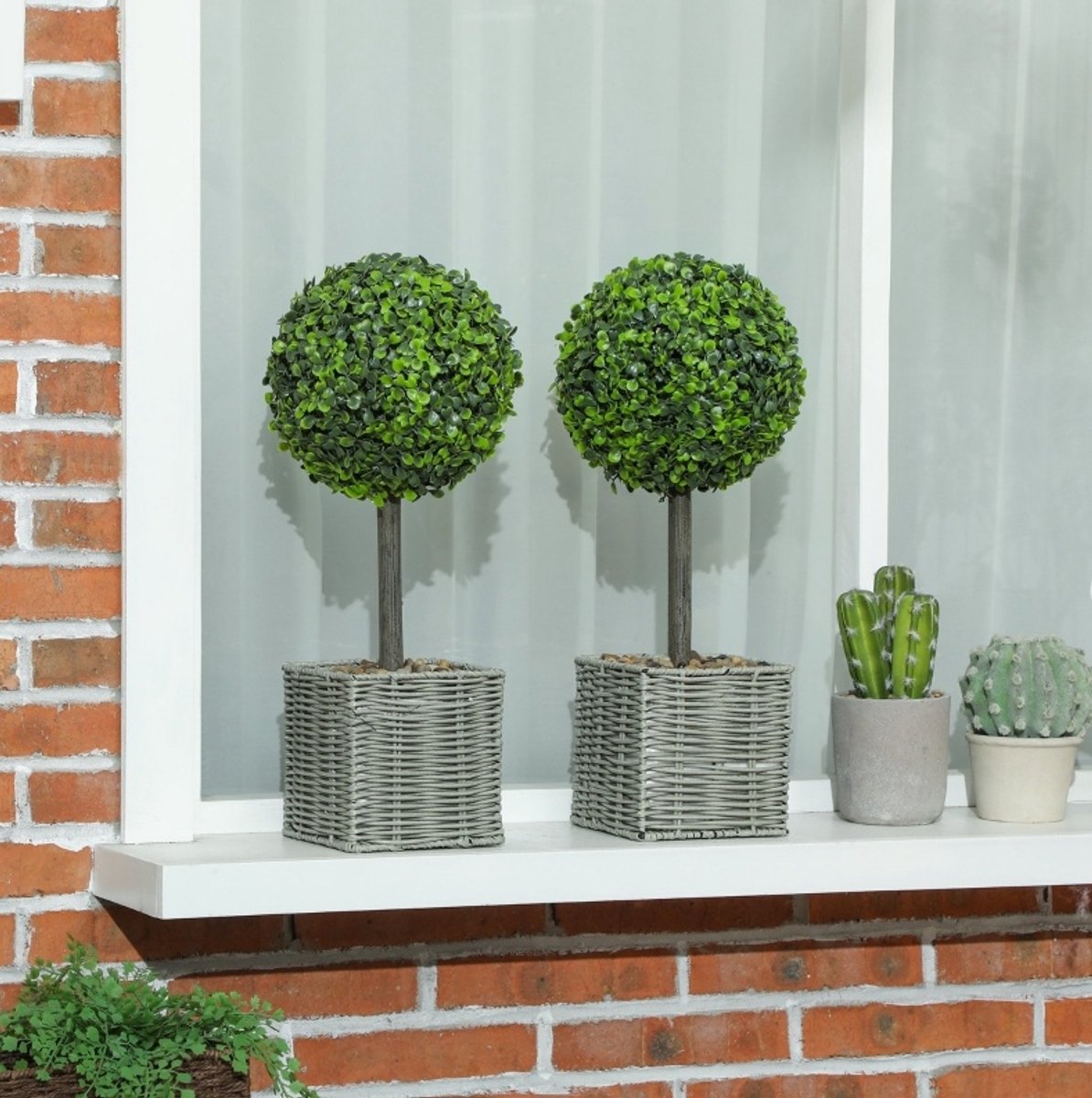 MODFU - Kunstplanten Set - Buxusbol - UV-Bestendig - Binnen En Buiten - Groen - 50 Cm