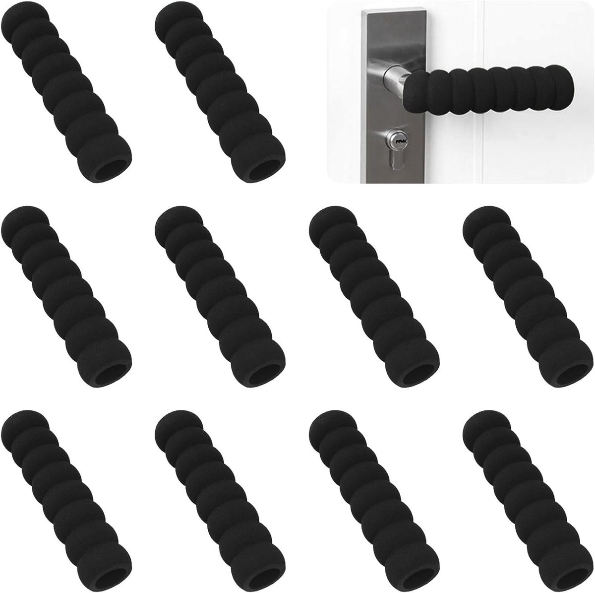 Zachte EVA Foam Deurgrepen Beschermers - 10 Stuks Anticollisie Knop Covers voor Veiligheid en Bescherming in de Lente en Zomer (Zwart)