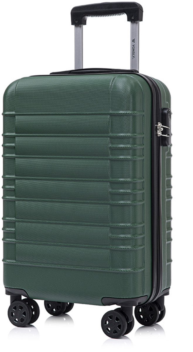 YONSLY Handbagage Koffer - 55cm - 40 L - Cijferslot- 360° Draaibare Wielen - Donkergroen