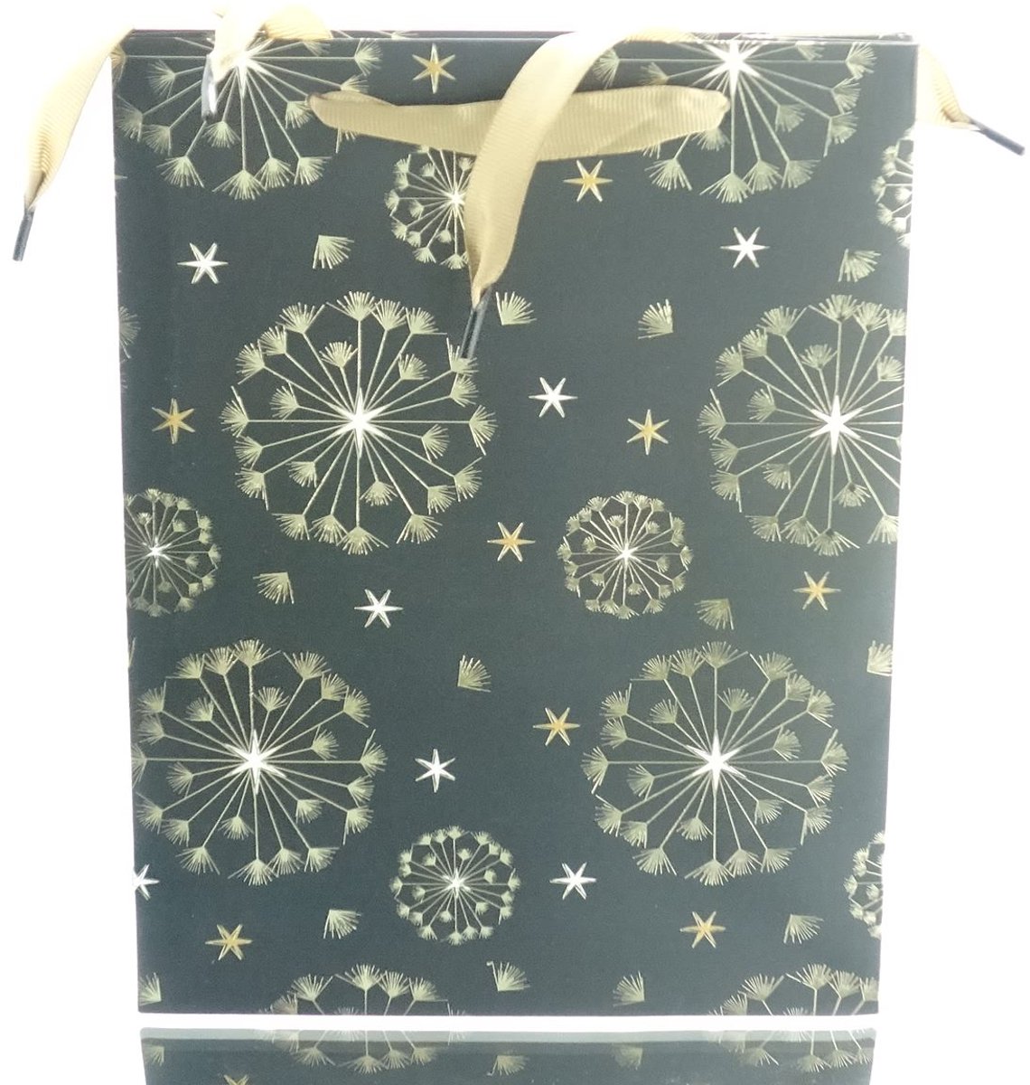 Kaemingk cadeautas zwart kerstprint met handvat 30 x 42 cm - papier