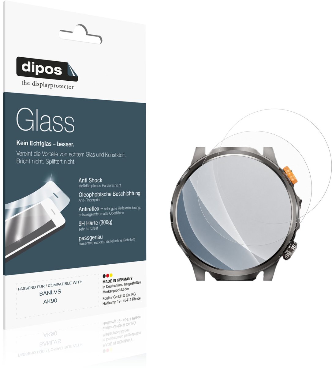dipos – 2x Matte Pantserfolie geschikt voor BANLVS AK90 | 9H Screenprotector