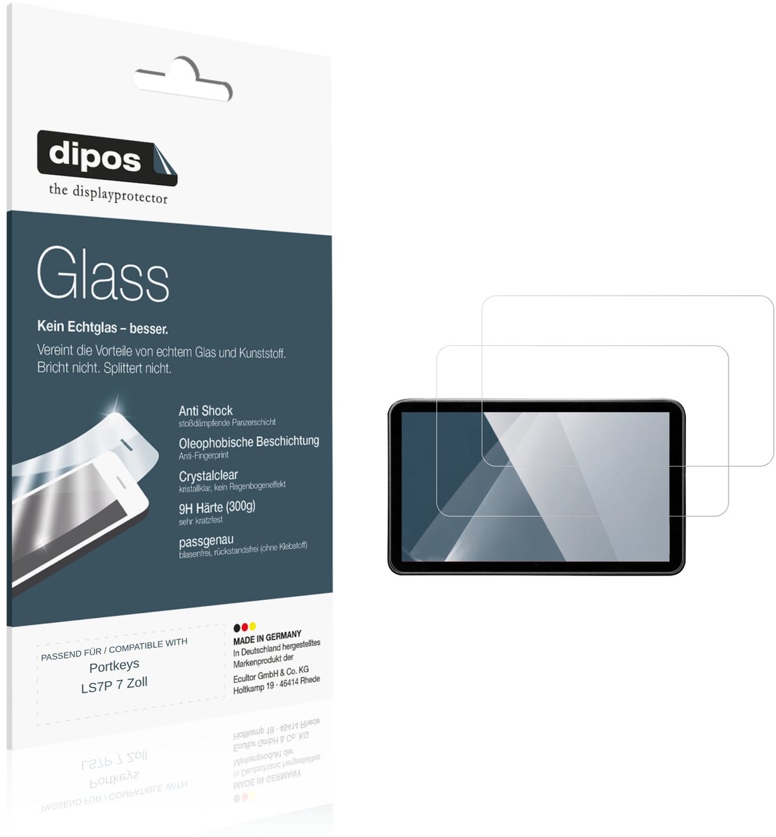 dipos – 2x Pantserfolie geschikt voor Portkeys LS7P 7 Inch | 9H Screenprotector