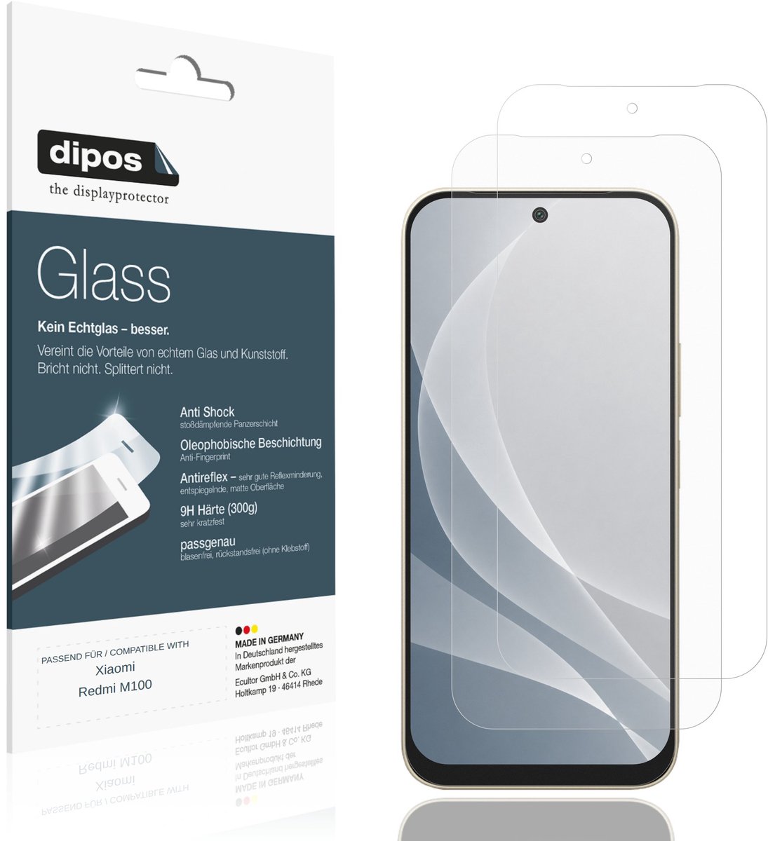 dipos – 2x Matte Pantserfolie geschikt voor Xiaomi Redmi M100 | 9H Screenprotector