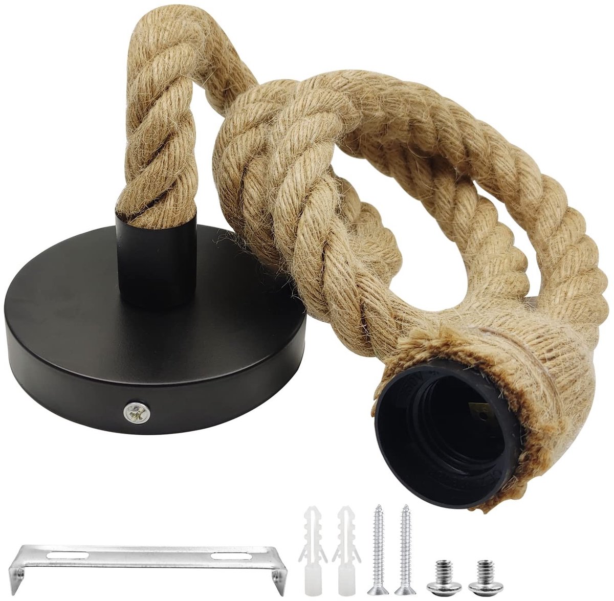 Hanglamp - C - 100 cm - Henneptouw met E27-aansluiting - Voor Keuken, Café, Bar, Magazijn