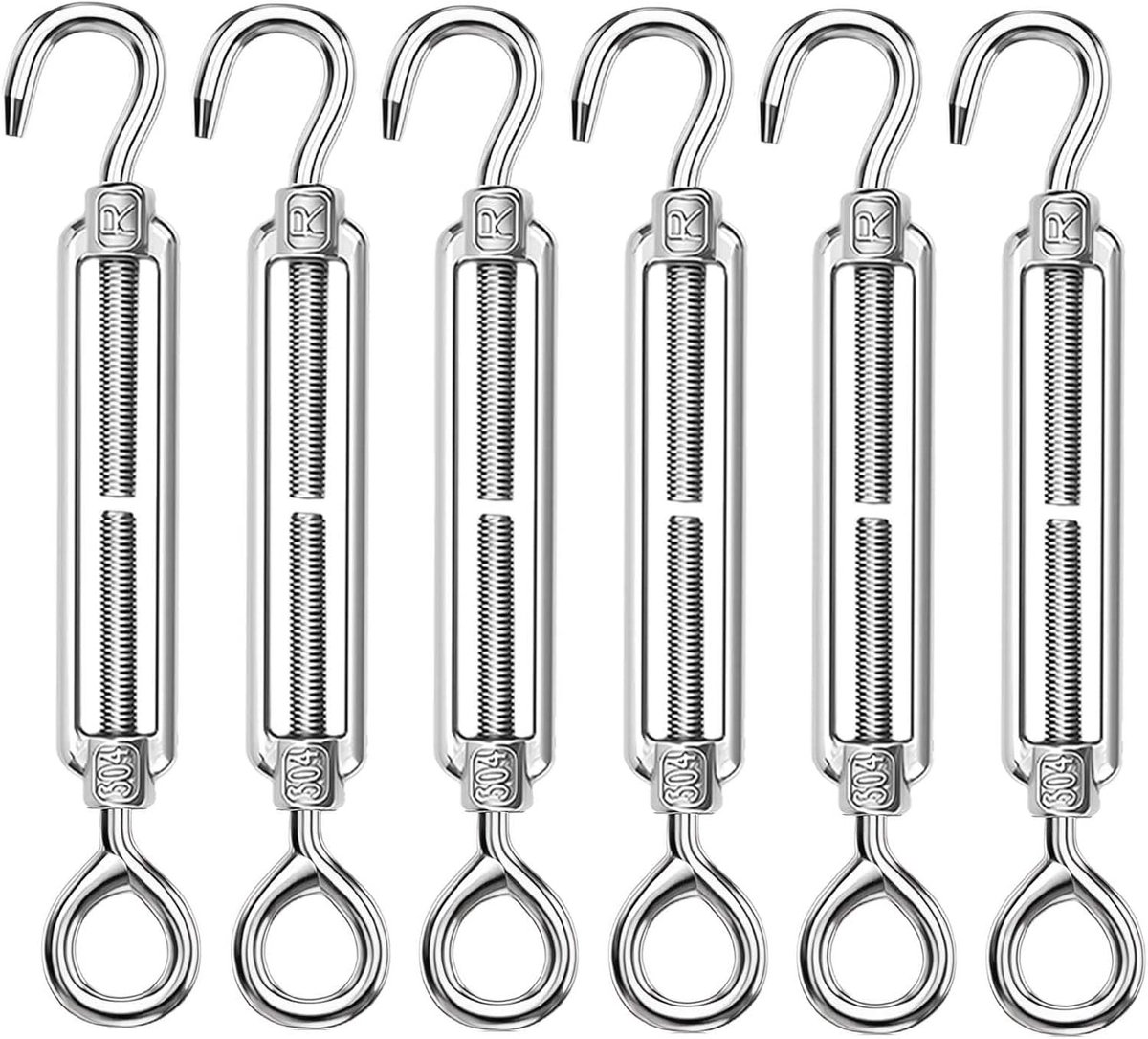 6 Stuks M6 Spanners van RVS, Verstelbare Kabelspanner voor Tuin, Zonnezeil en Hekwerk, Duurzame Tensioner voor Touw en Kabel