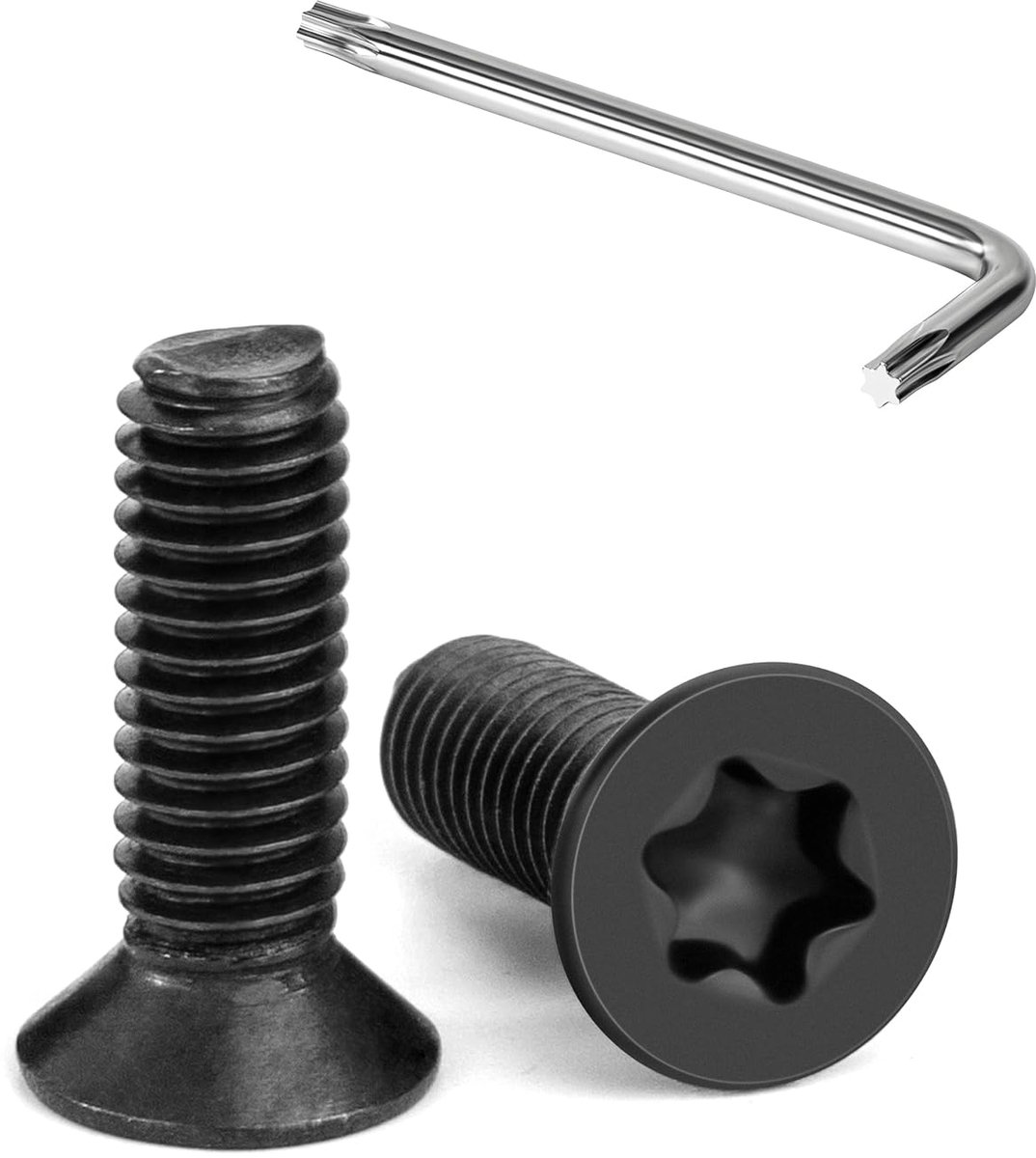 Tunejoy Countersunk Head Screws, M6 x 20 mm, Black, Torx Screw Stainless Steel, A2 V2A Flat Head Screws with T30 Keys - ShopVlot