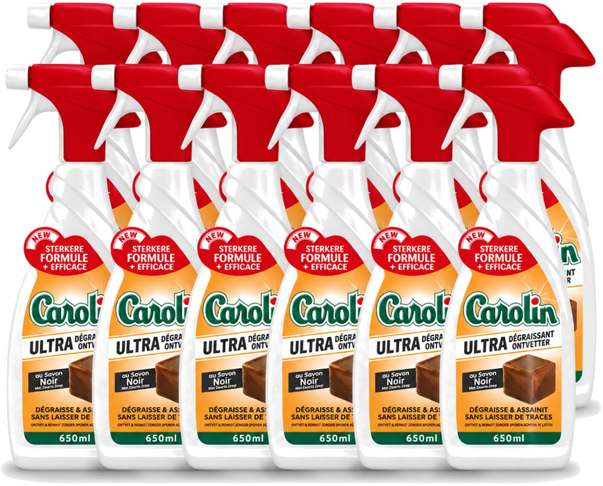 12 x Carolin - Savon Noir - Allesreiniger - Spray - 650 ml - Voordeelverpakking - 12 stuks