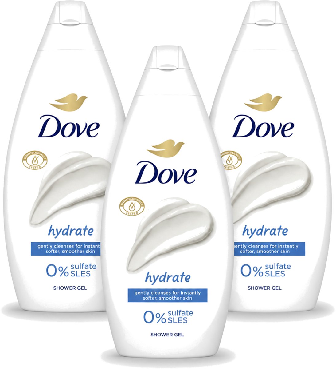 3 x Dove Hydrate - Douchegel - Sulfaatvrij - 250 ml - Voordeelverpakking - 3 stuks