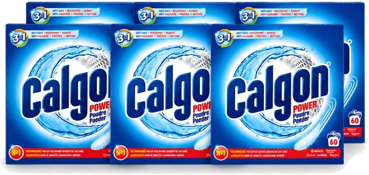 6 x Calgon – Wasmachinereiniger Poeder – 3-in-1 Power Anti-Kalk – 60 doseringen - Voordeelverpakking - 6 stuks