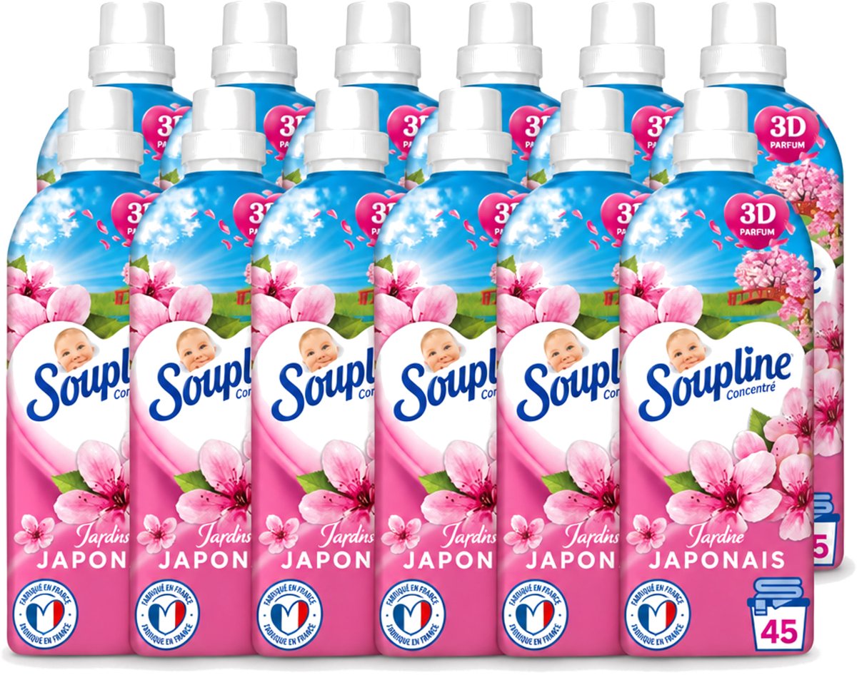 12 x Soupline – Wasverzachter – Japanse Tuin – 950 ml - Voordeelverpakking - 12 stuks