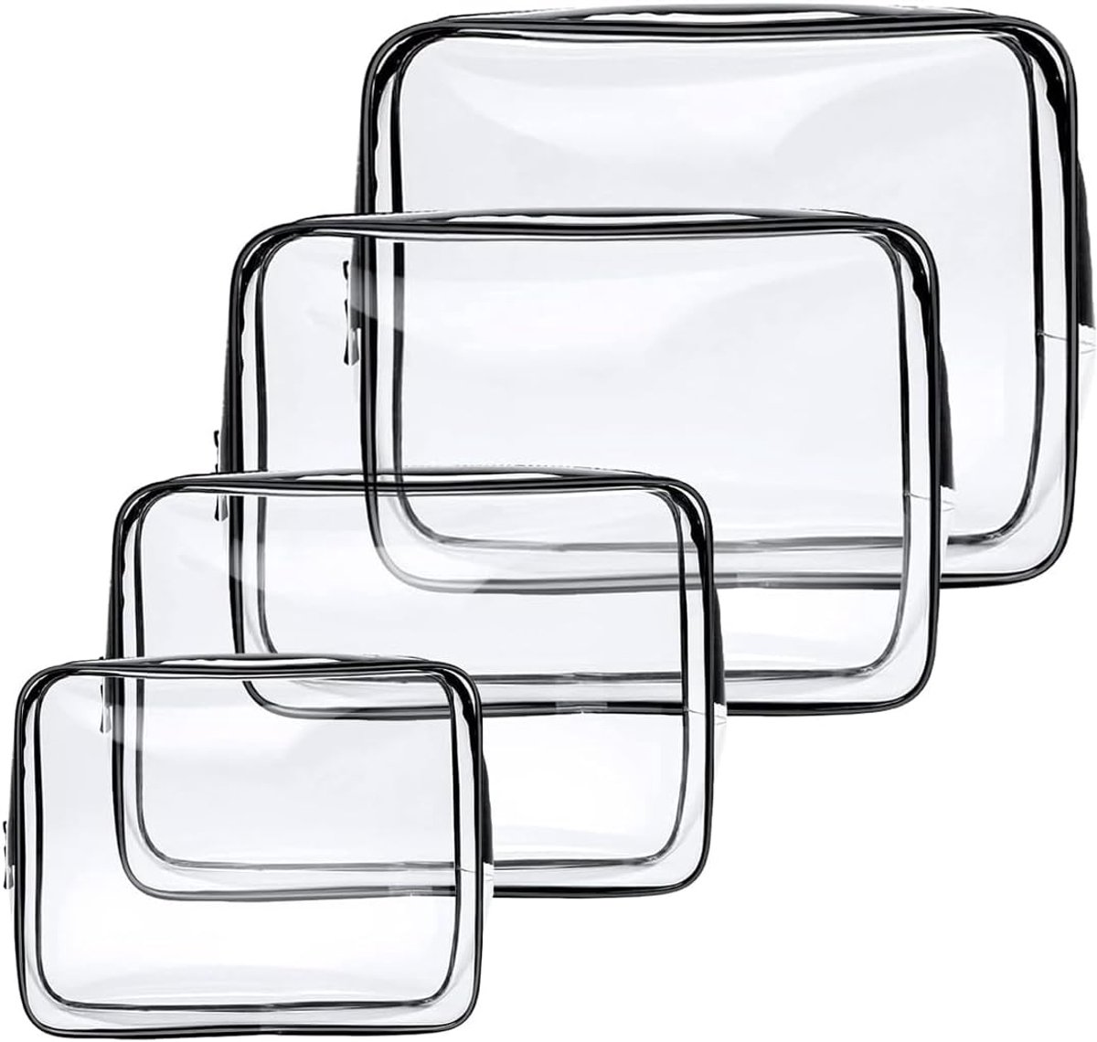 PVC toilettassen set van 4 - transparant en waterdicht - verschillende maten - ideaal voor thuis en op reis - ShopVlot