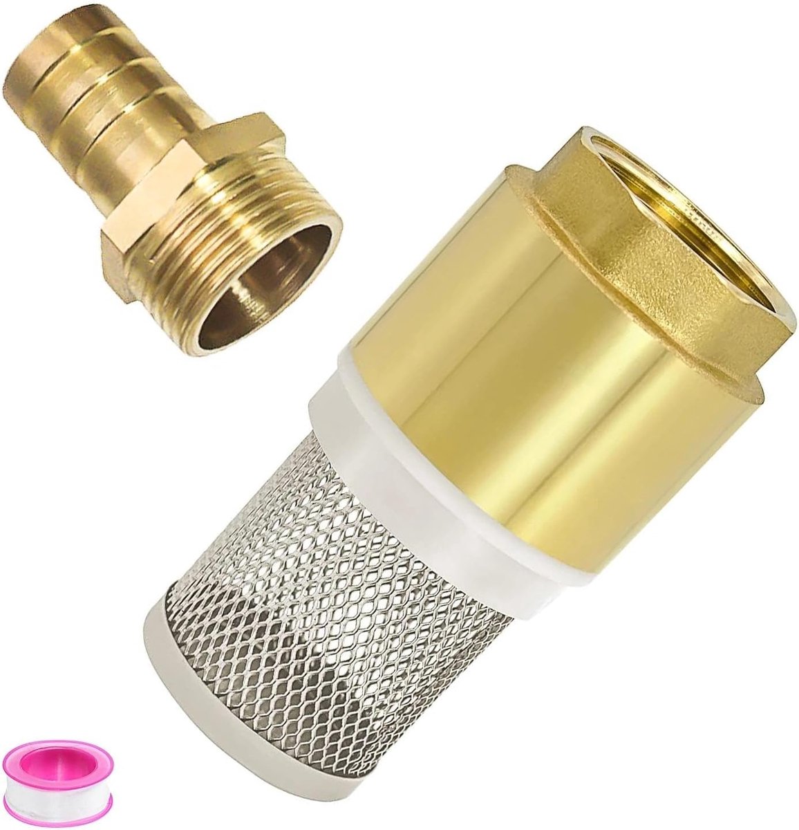 Foot valve with suction basket, 1 inch suction filter set, stainless steel filter, brass check valve water, with 1 - ShopVlot