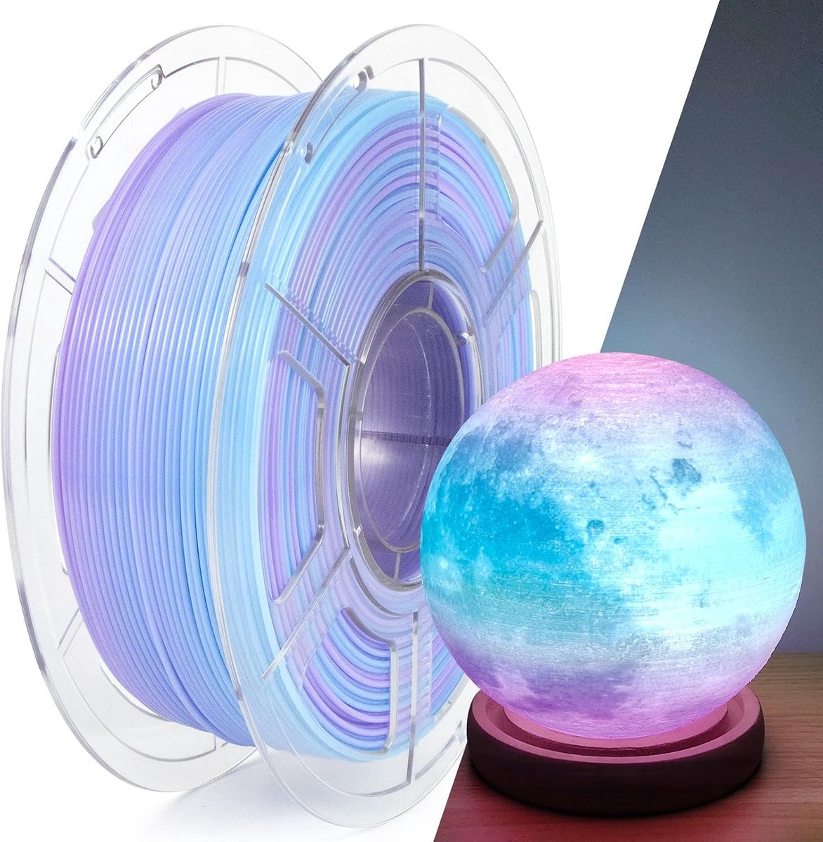 3D-printerfilament 1,75 mm - blauw paars doorschijnend PETG - hoge snelheid afdrukken - ideaal voor lampen en vazen - ShopVlot