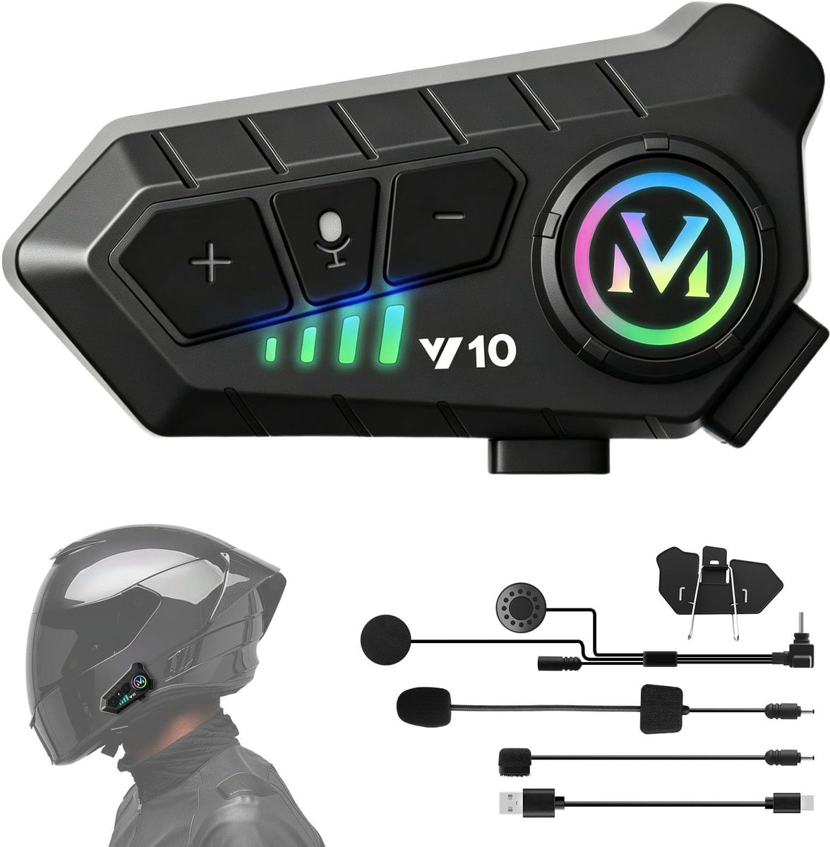 Intercom voor motorhelm - Bluetooth 6.0 - 40 uur gebruik - IP65 waterdicht - Luxento