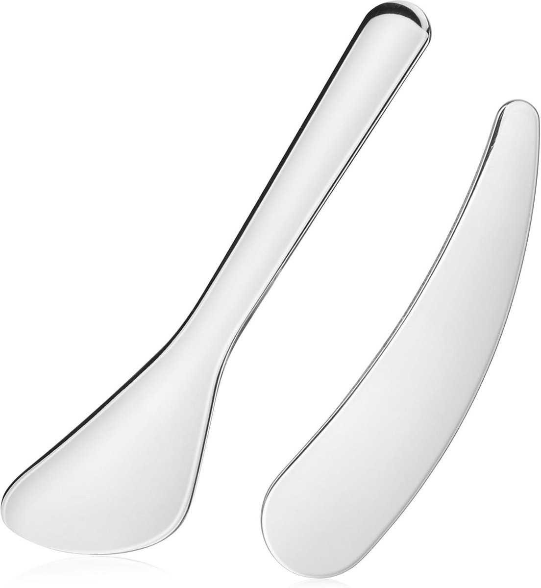 2 stuks schoonheidsspatels van roestvrij staal, compacte en draagbare lippenspatel voor huidverzorgingsproducten en - ShopVlot