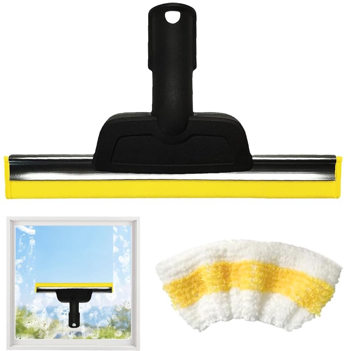 Spray voor Stoomreiniger met Microvezeldoek, Accessoires voor Streeploos Schoonmaken van Ramen, Glas en Spiegels, Geschikt voor SC1 SC2 SC3 SC4 SC5 SC7 CTK10 CTK20