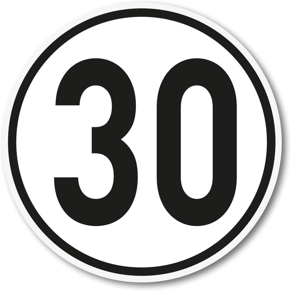 Snelheidssticker 30 km/h - Ø 10 cm - weerbestendig - voor voertuigen - ShopVlot