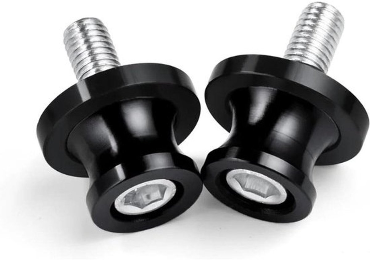 Spoelen voor motor-swingarm - Standaardschroeven - Voor motoronderhoud - Beschermt het frame - Schroef van 8 mm - Zwart