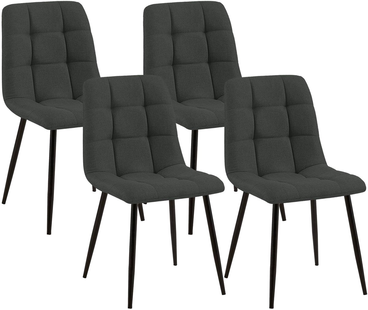 Eetkamerstoelen - Set van 4 - Stof - Donkergrijs