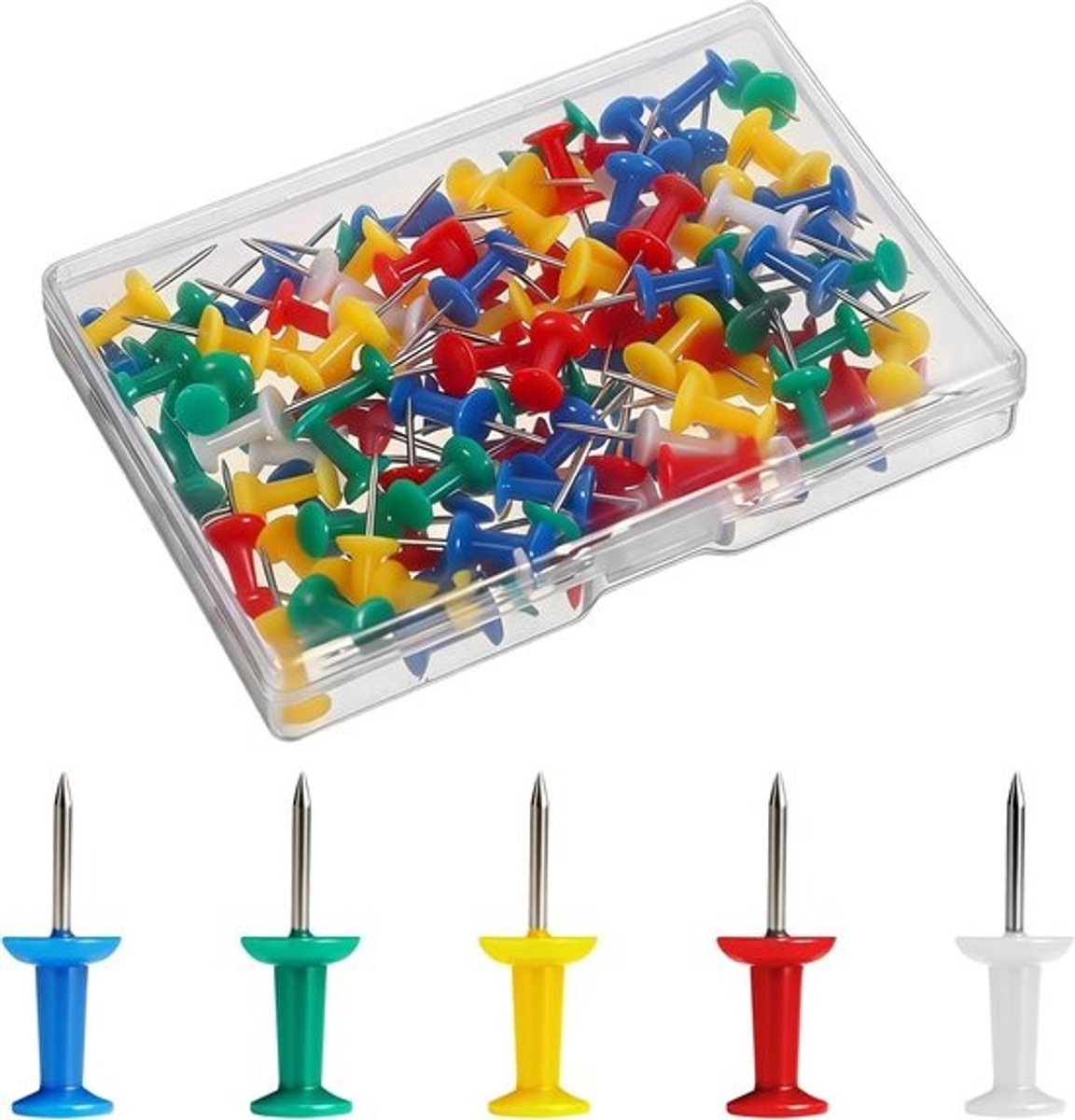Gekleurde punaises - Prikbordspelden - Voor kantoor en hobby - Duurzaam ABS-materiaal - 100 stuks - Veelkleurig
