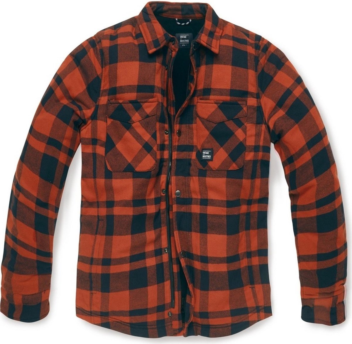 Vintage Industries Houtkapersjas Darwin Shirt-Jacket ruitjes Oranje