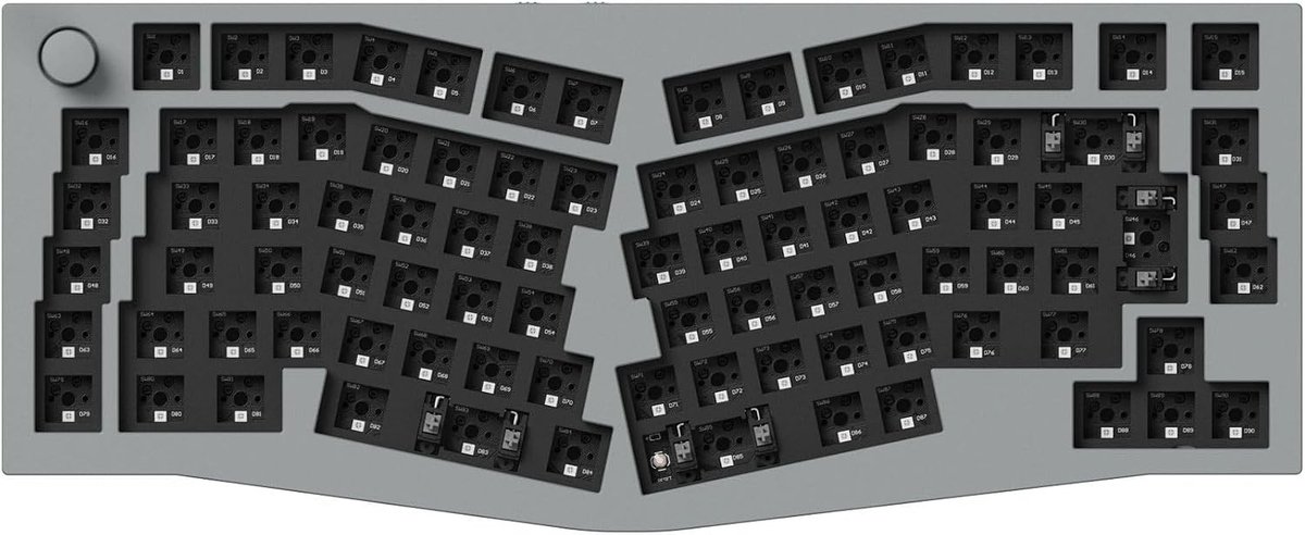 Mechanisch Toetsenbord Set 75% Alice ISO Indeling, Aluminium Behuizing, Programmeerbaar met QMK/VIA, RGB Verlichting, Bluetooth 5.1, Barebone Gaming Toetsenbord voor Mac en Windows