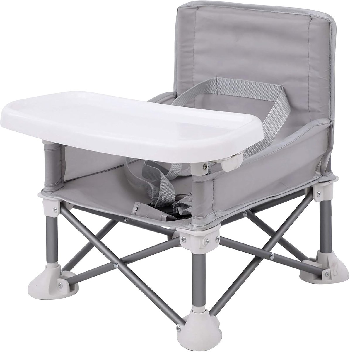 Baby Pop Sit Booster Seat | Draagbaar babyzitje | Compact opvouwbaar geschikt voor riempjes geschikt voor binnen- en buitengebruik | Geschikt vanaf 6 maanden, inclusief draagtas (grijs)