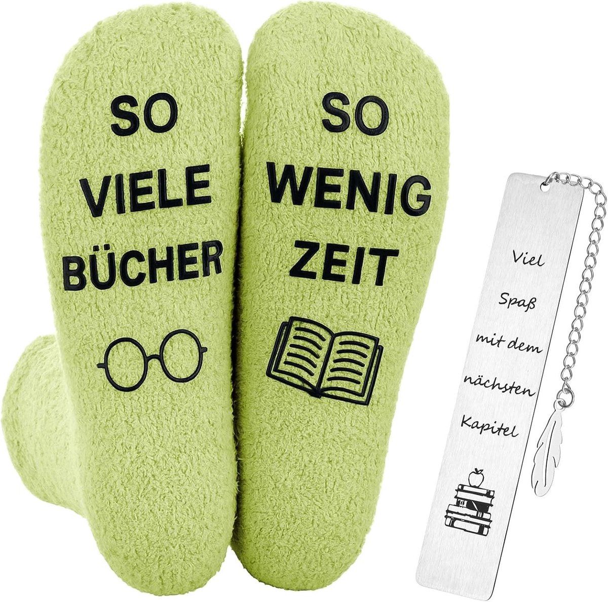 Set van Boekensokken en Metalen Boekenlegger met Grappige Spreuken voor Lezers