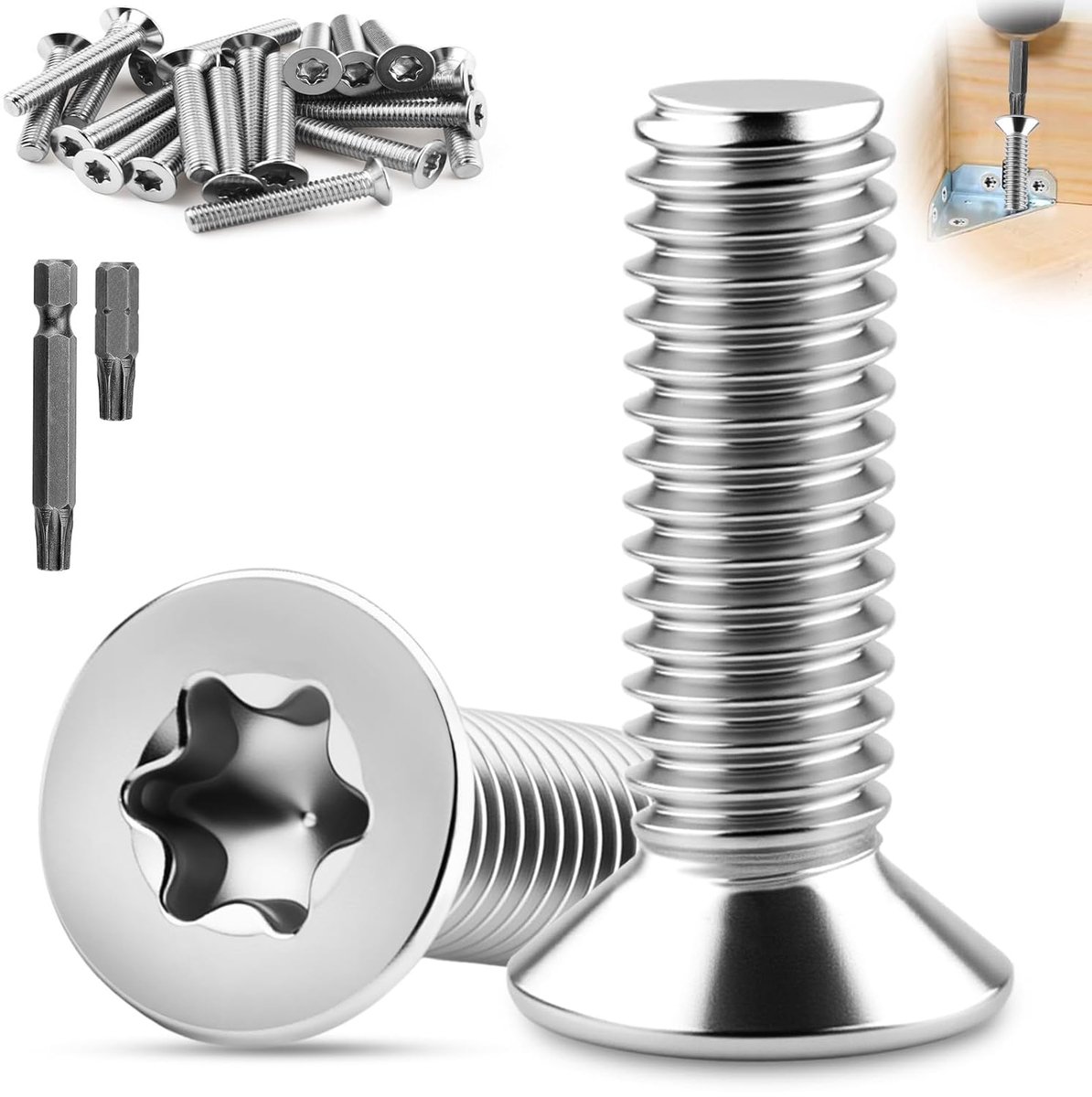 Pack of 30 Countersunk Head Screws M5 x 35 mm Countersunk Head Screws M5 Countersunk Head Screws Stainless Steel A2 - ShopVlot